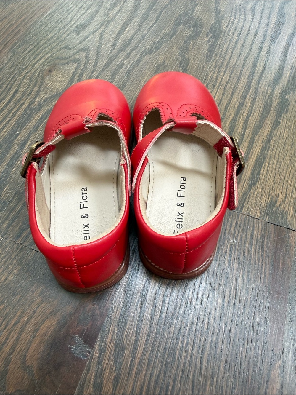 Felix & Flora Little Girls Red Leather Mary Janes